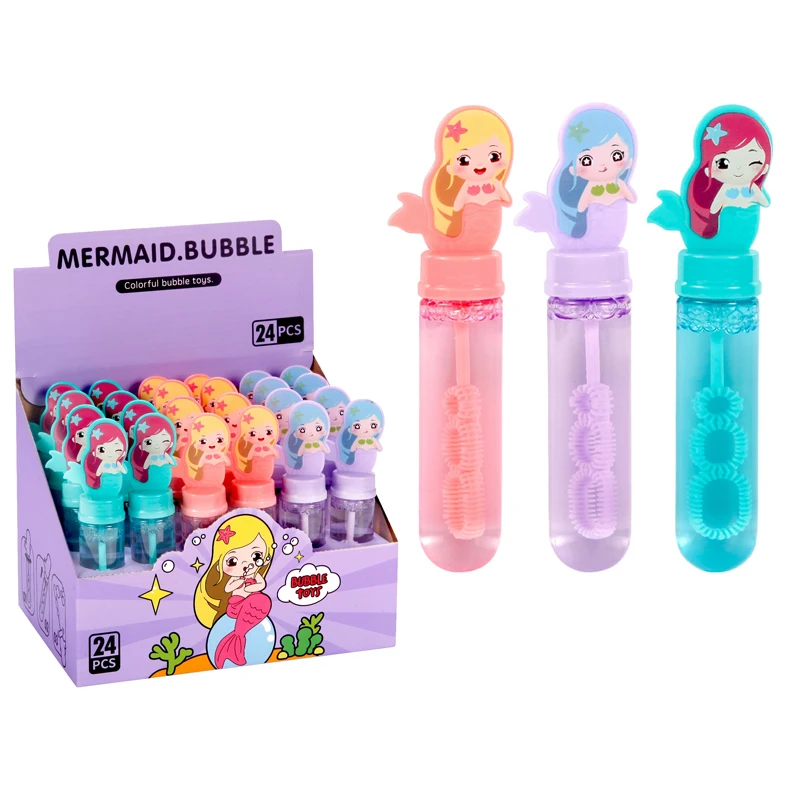 2022 Amazon kids small bubble toy bubble stick manufacturing 35ml mini mermaid bubble wand toy for children outdoor play
