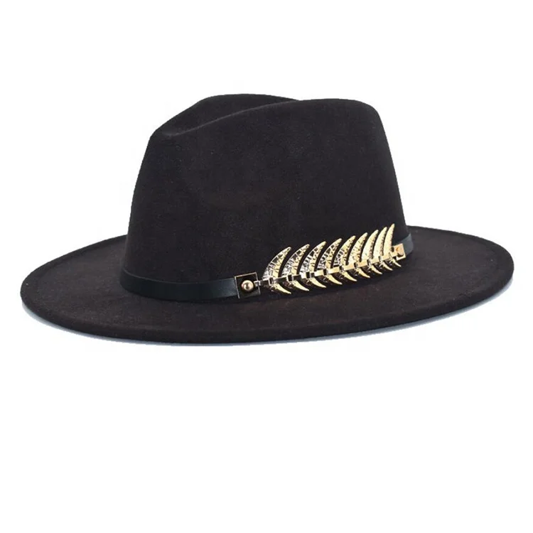 
Men Women Unisex Classic Vintage Belt Buckle Felt Wide Brim Panama Fedora Hat 