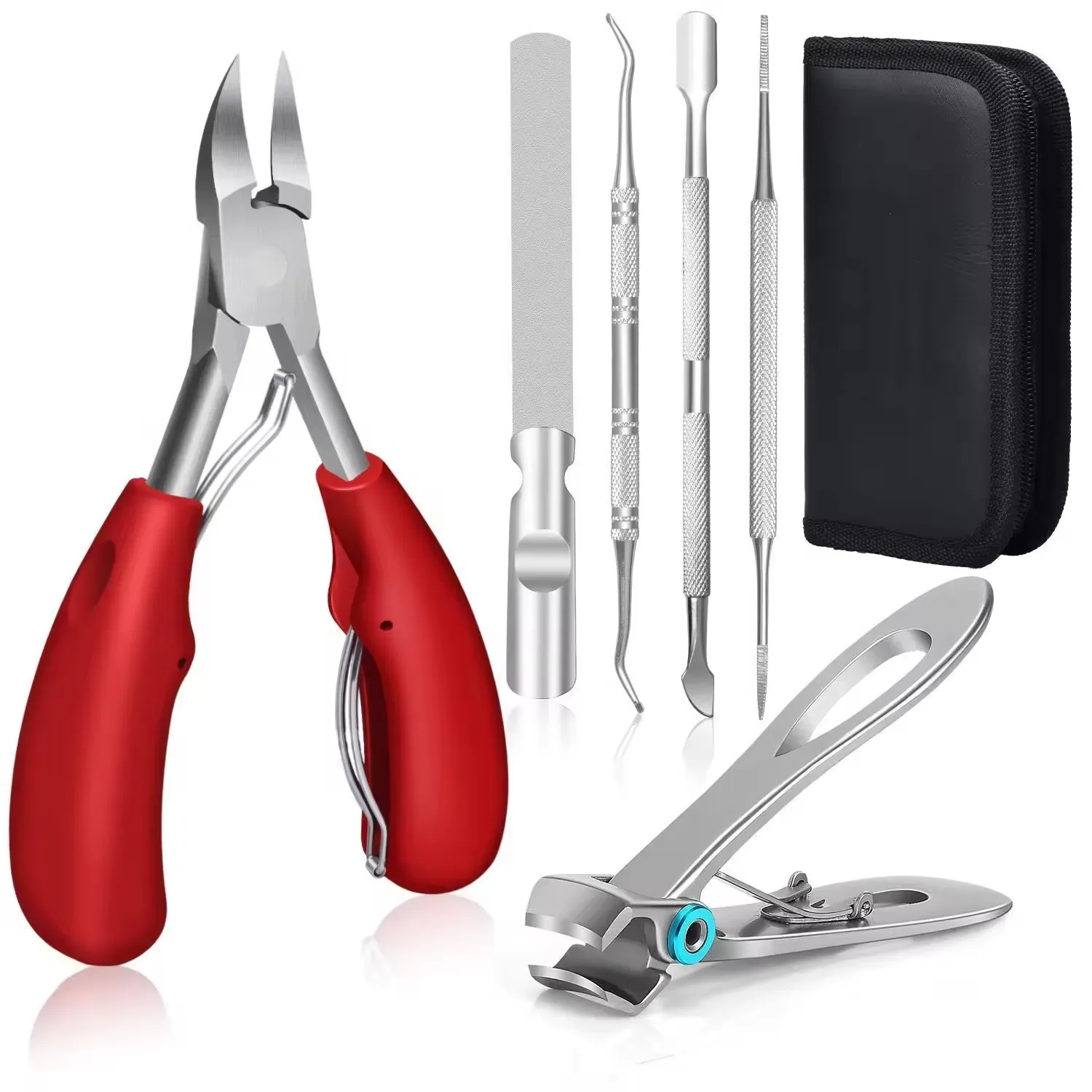 OEM Professional Nail Clipper Set Stainless Steel Sharp Scissor Cuticle Nipper With Soft Handle for Ingrown Thick Toenails