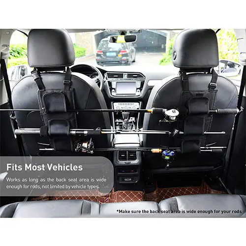 MultiFunction Back Seat Car Vehicle Fishing Rod Holder Bag 2pcs With Elastic Band And Adjustable Strap