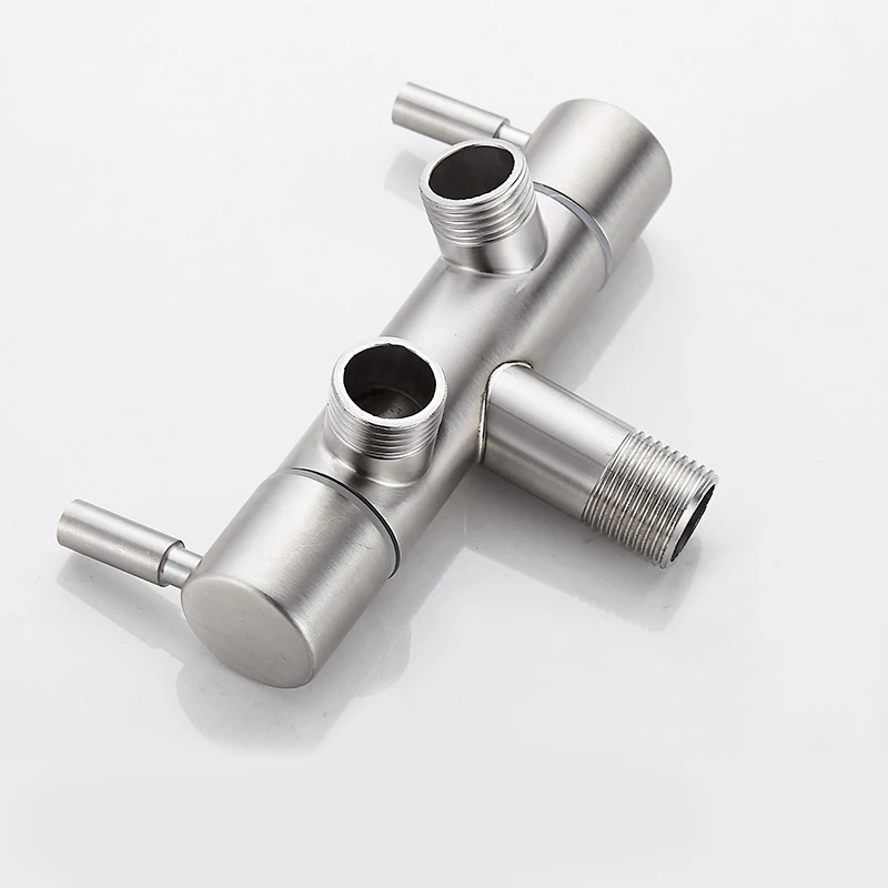 1/2 Inch Wall Mounted Stainless Steel 304 Double Outlet Angle Valve For Bathroom