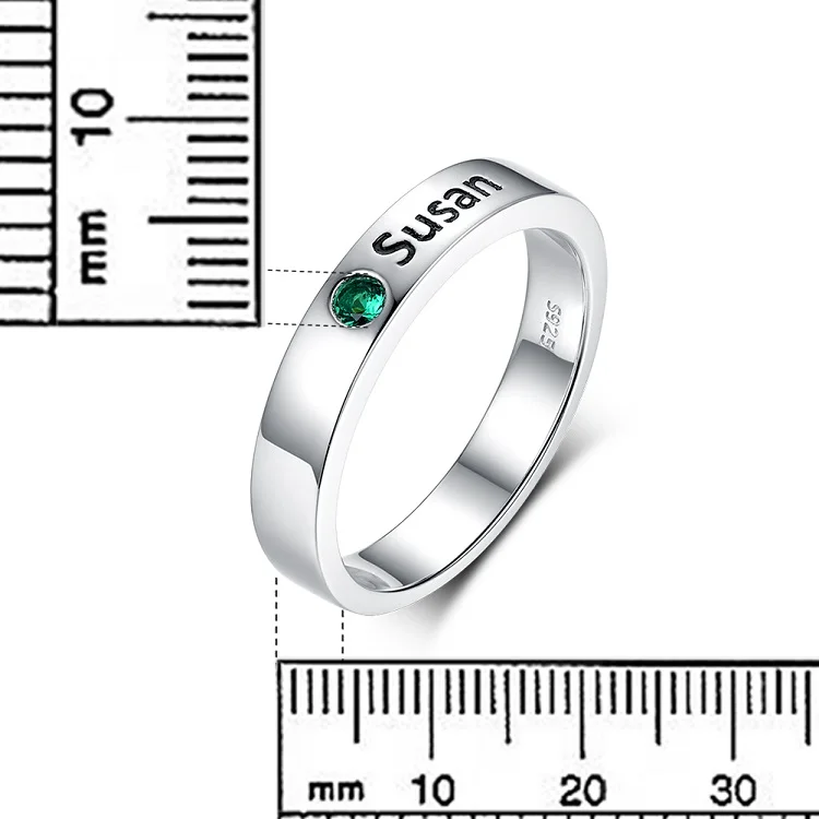 personalized name 925 sterling silver custom engraved birthstone rings