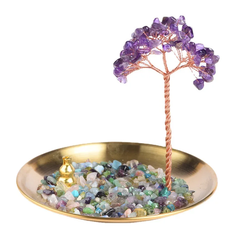 Chakra Crystal Tumbled Stone Money Tree Buddha Incense Stand Burner for Yoga