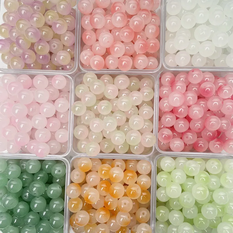 Hot Selling Colorful Loose Acrylic Plastic Ceramic Round Loose Beads Polymer Clay Diy Beads For Jewelry Making