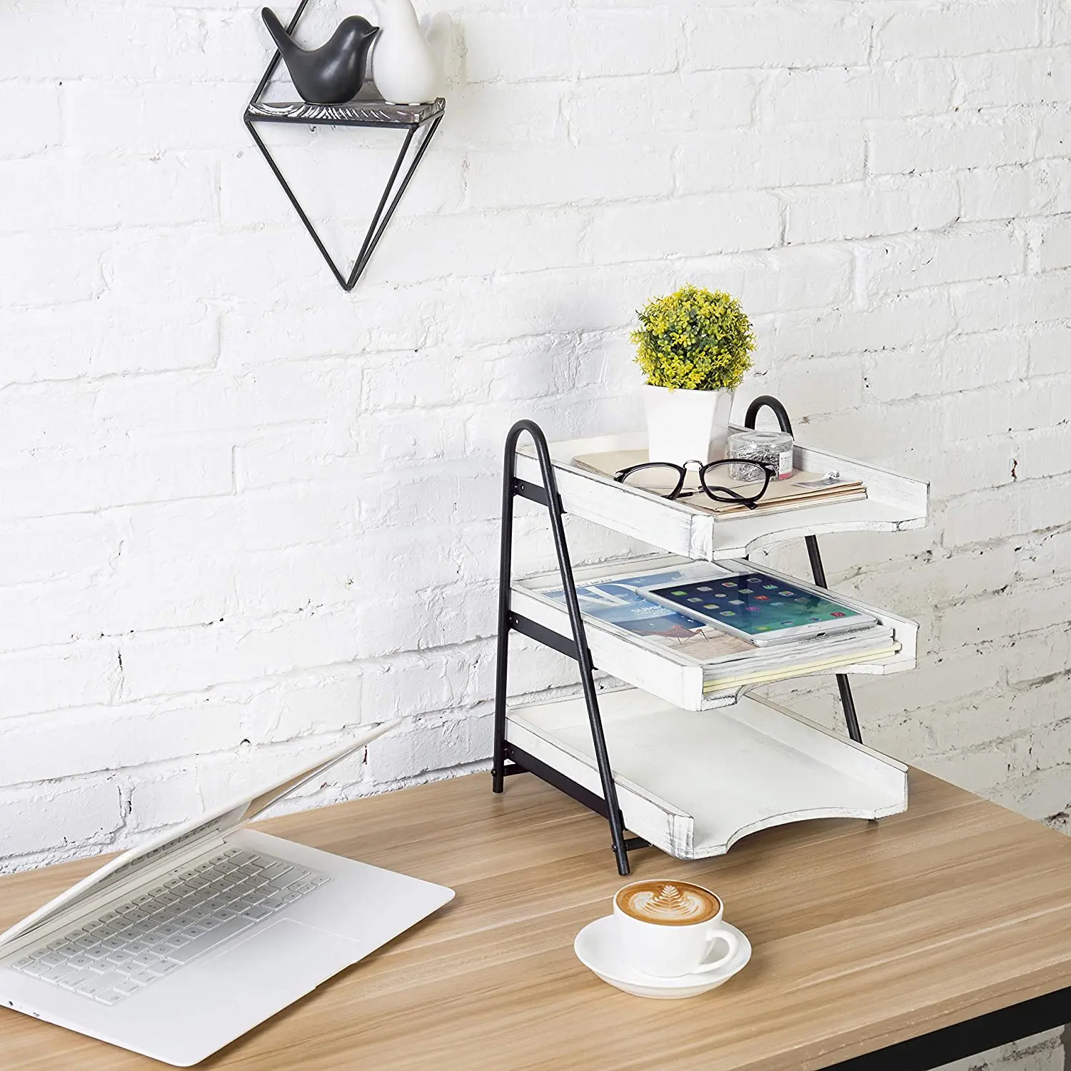 3-Tier Office File Folder Desk Organizer Rack Table Accessories Makeup Fixed Storage Shelves & Units Organizer