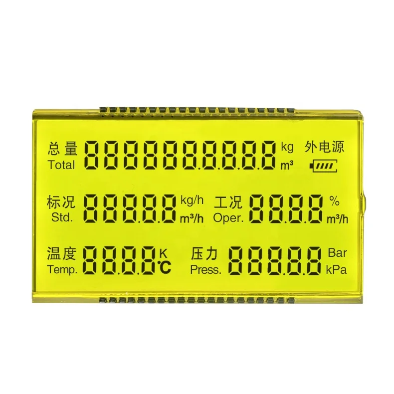 Transmissive Positive Custom Yellow STN Segment LCD Display Module