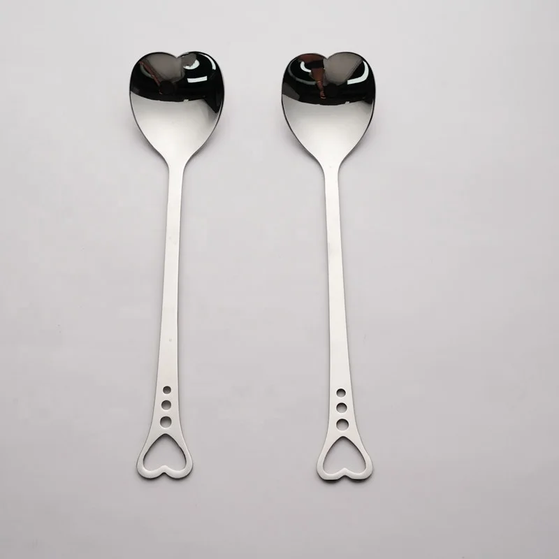 Stocks Popular Tableware Customized Desert Spoon Unique Heart-Shaped Stainless Steel Spoon For Party