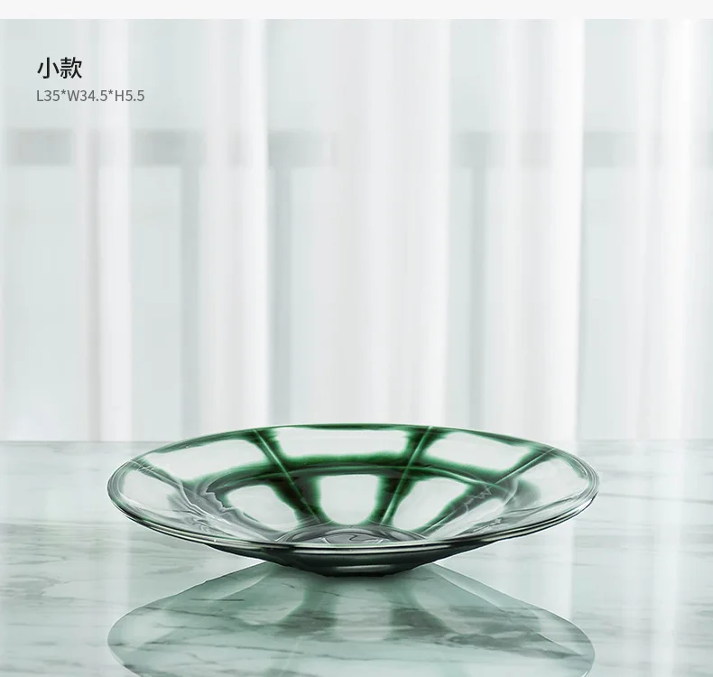 Nordic Compote Plate Reticulation Decorative Fruit Tray Green Accessories Glass Fruit Bowl