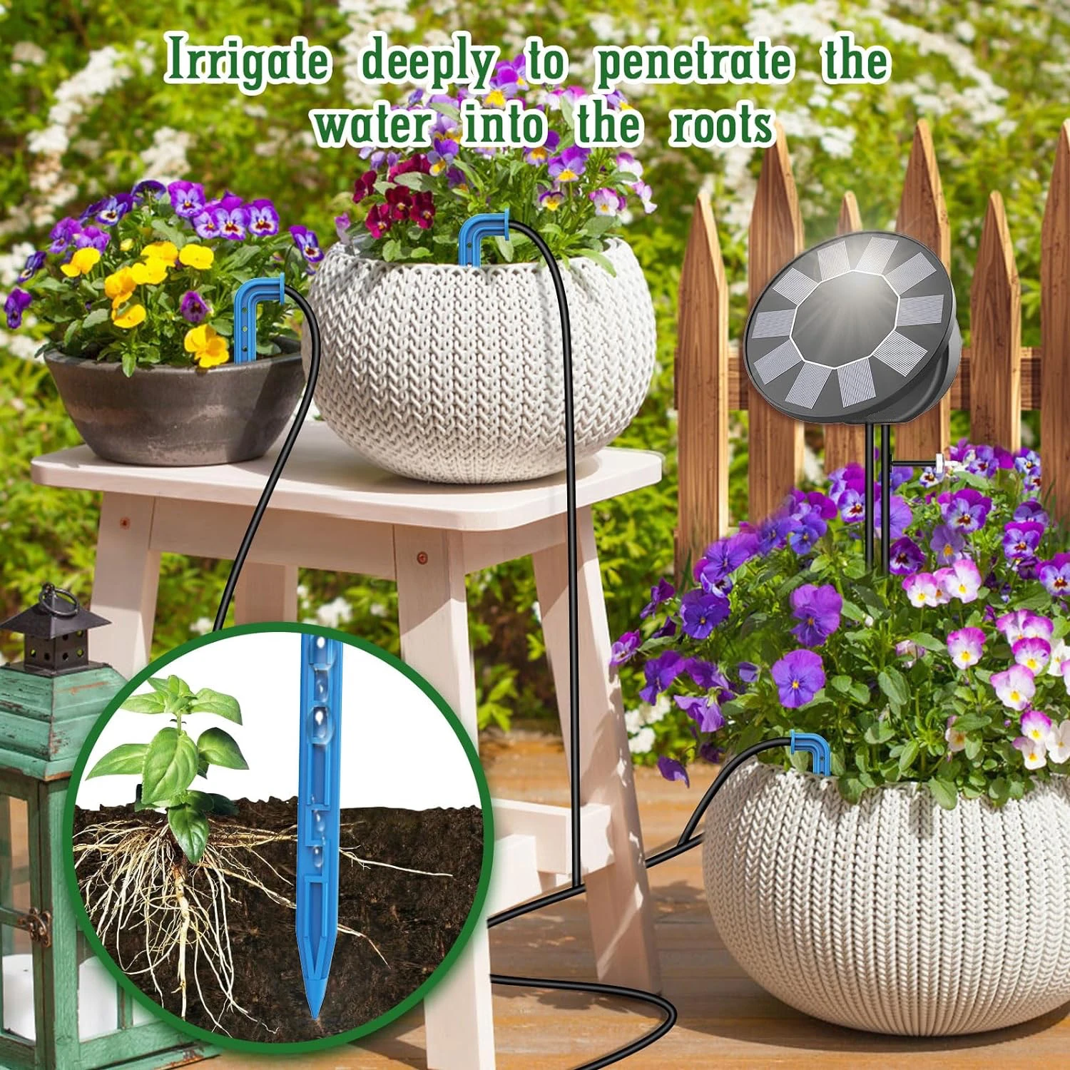 Automatic Drip Irrigation System , for Garden Outdoor/Indoor Backyard Plant Watering  Kit Latest Solar DIY Timer Drop Irrigation