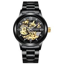 Men Luxury Automatic mesh belt mechanical watches waterproof luminous diamond double-sided hollow tourbillon Custom Logo