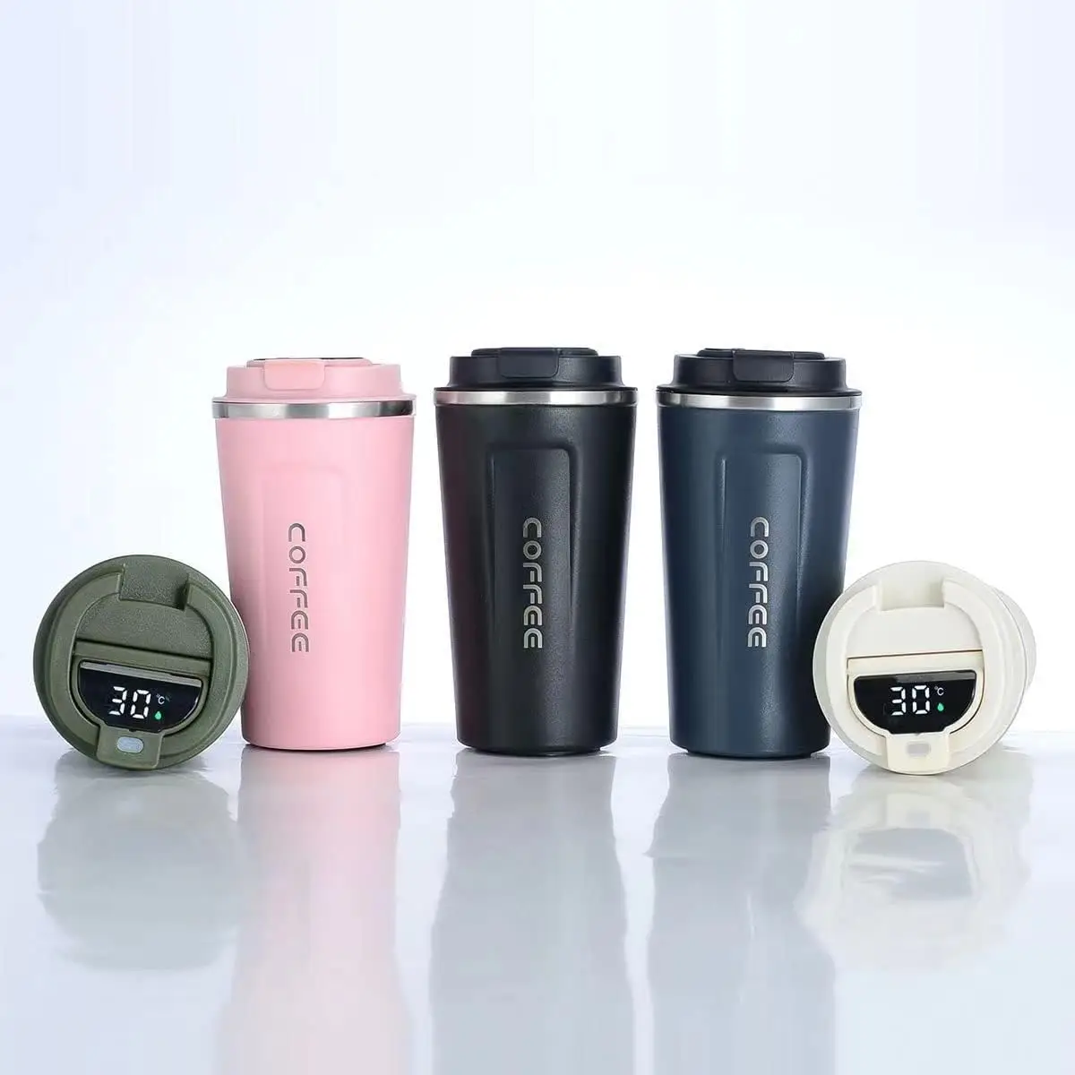 304 stainless steel vacuum car portable coffee insulated cup tumbler with LED intelligent temperature measurement