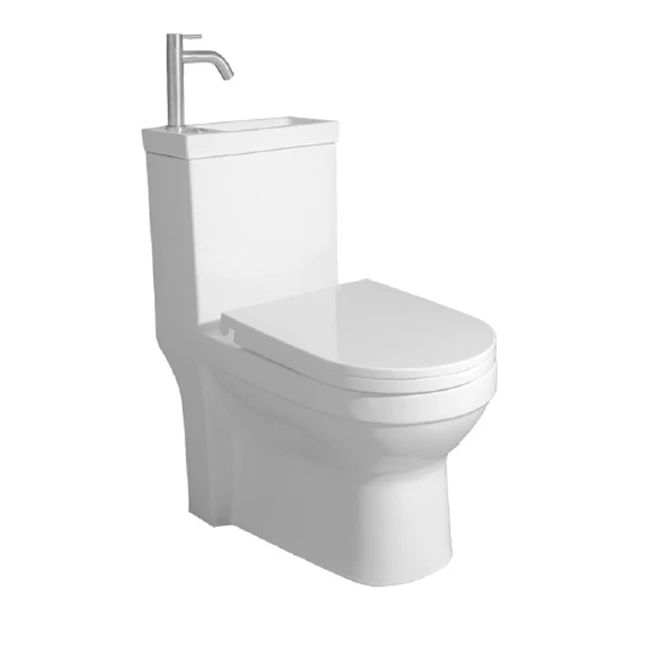 New Design White Bathroom Ceramic Sanitary Wares One Piece Toilet with Top Sink