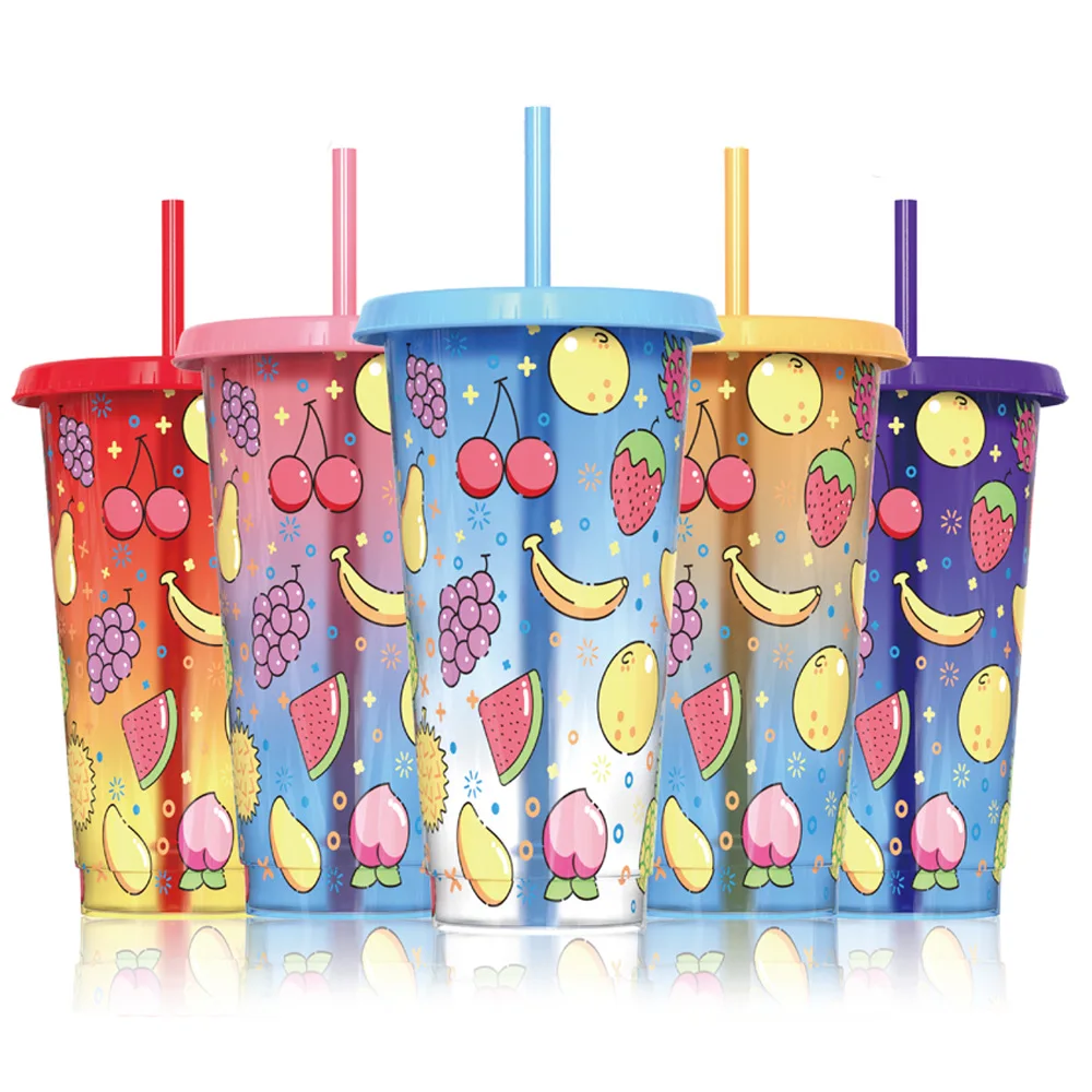24oz Reusableplastic Coffee Mug reusable Plastic Coffee Cups hot Selling Color Changing Magic Mug Coffee Cups