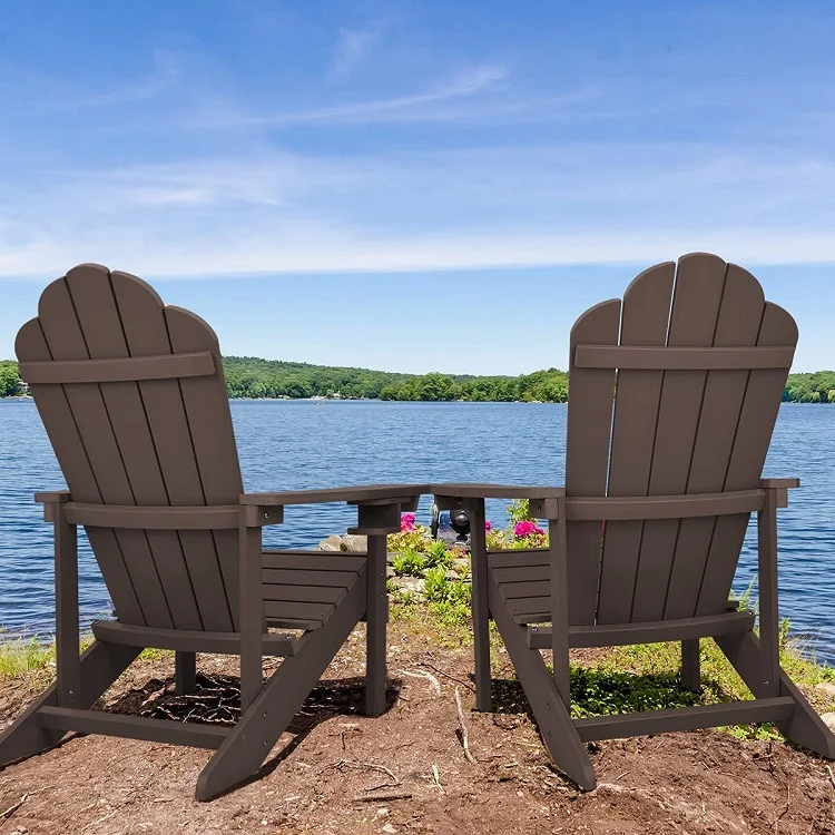 Adirondack Chair with Cup Holder Weather Resistant 1 Chair Patio Plastic Adirondack Chair for Lawn Garden  Backyard