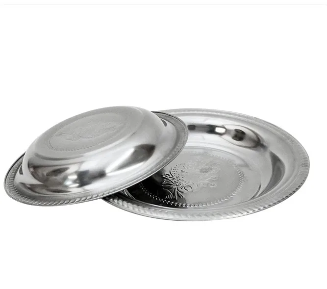 Cherry blossom plate of stainless steel plate Stainless steel Thai faceplate embossing Thai restoring ancient ways round tray ho