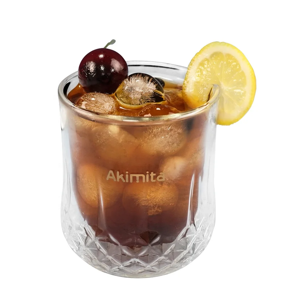 Wholesale high standard 250ml popular borosilicate double wall glass whisky tea coffee mugs custom logo glass cup