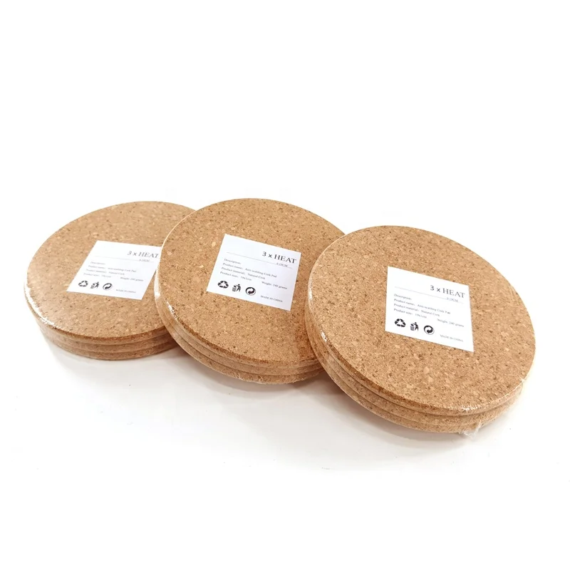 3pcs Round Cork Hot Pot Stand Pot Pad Table Mat 3PCS/SET
