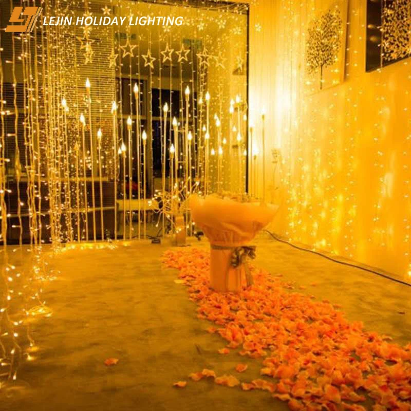 LED safety  fairy color changing window curtain wall string lights for holiday party decoration