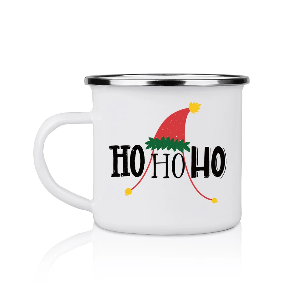 Небольшой минимальный заказ, Рождественская эмалированная кофейная кружка, металлическая чашка для кемпинга, кружки для подарка