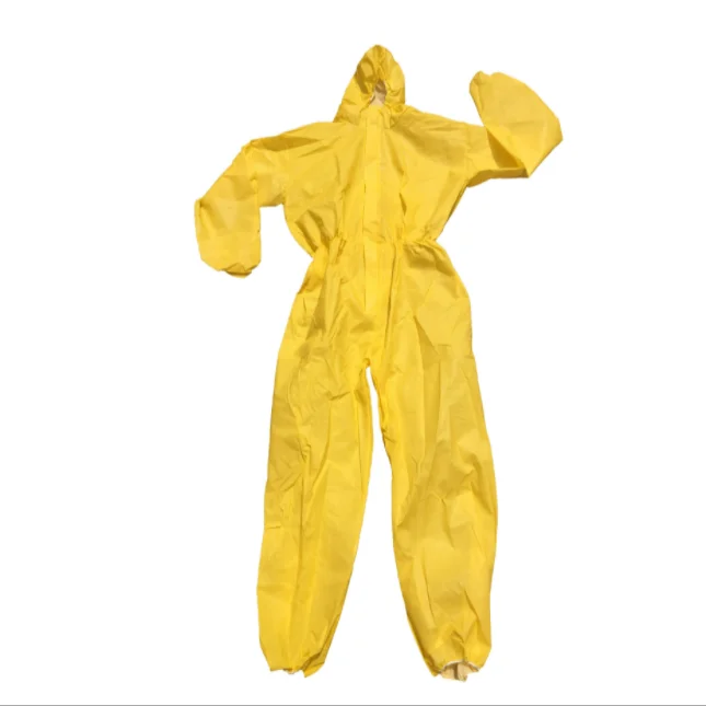 Aeofa workwear fiber glass chemical tightness pppe hazmat suit with front zipp long flap