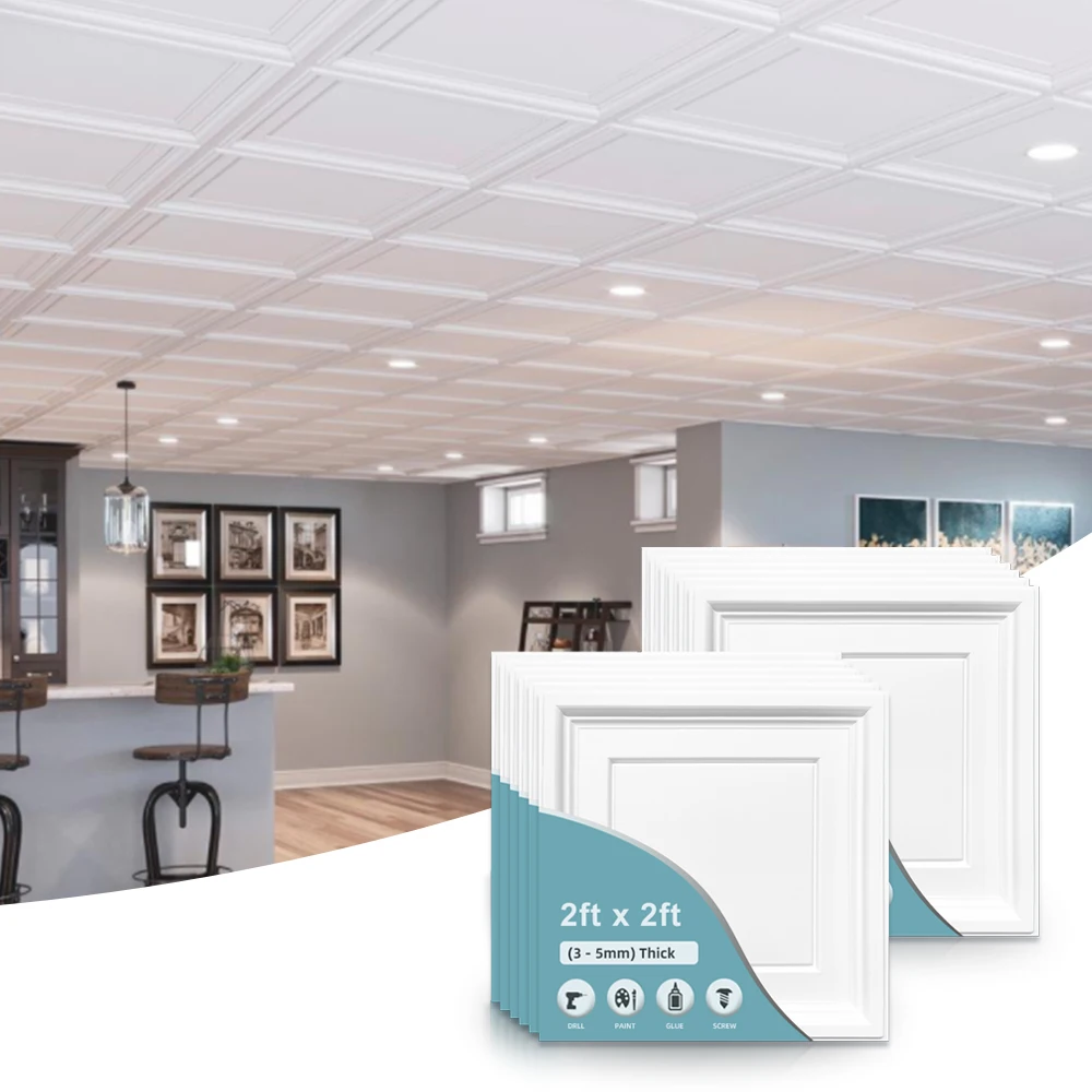 Insulated ceiling tiles panels exterior pvc false cladding waterproof for bathroom plastic sheet design bedroom 2x2 4 down