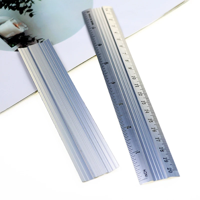 Promotional Multi Size Metal Straight Ruler15cm/20cm/30cm Customized  Aluminum Ruler  Office Measuring Tool