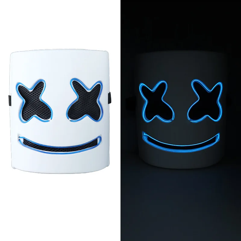 Wholesale LED glowing EL wire Costume  Halloween mask marshmallow dancing cotton candy party mask