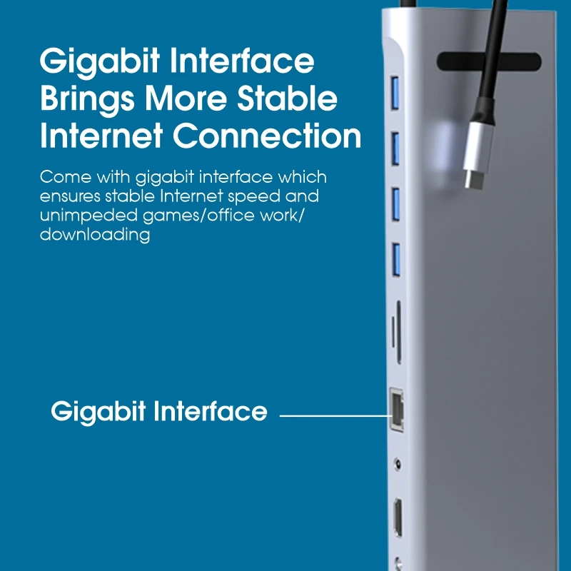 11 in 1 USB Hub Laptop Docking Station USB 3.0 Hub HDTV VGA PD Charging SD TF Card Reader Type C Converter Hub