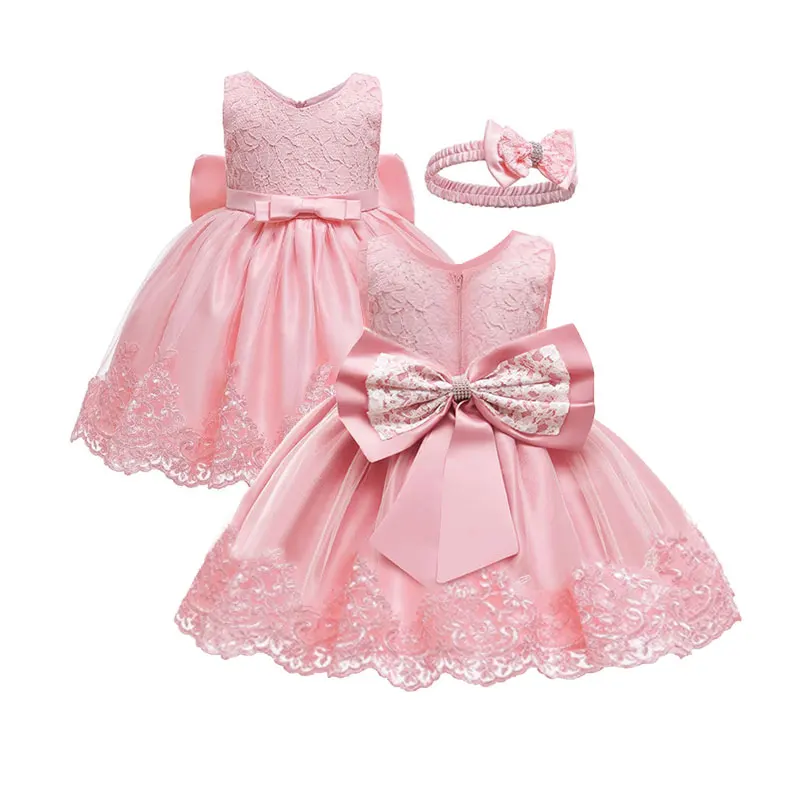 
Customized Embroidery lace Girls Clothing Party Gown Dresses For Girls One years Baby Girls dress 