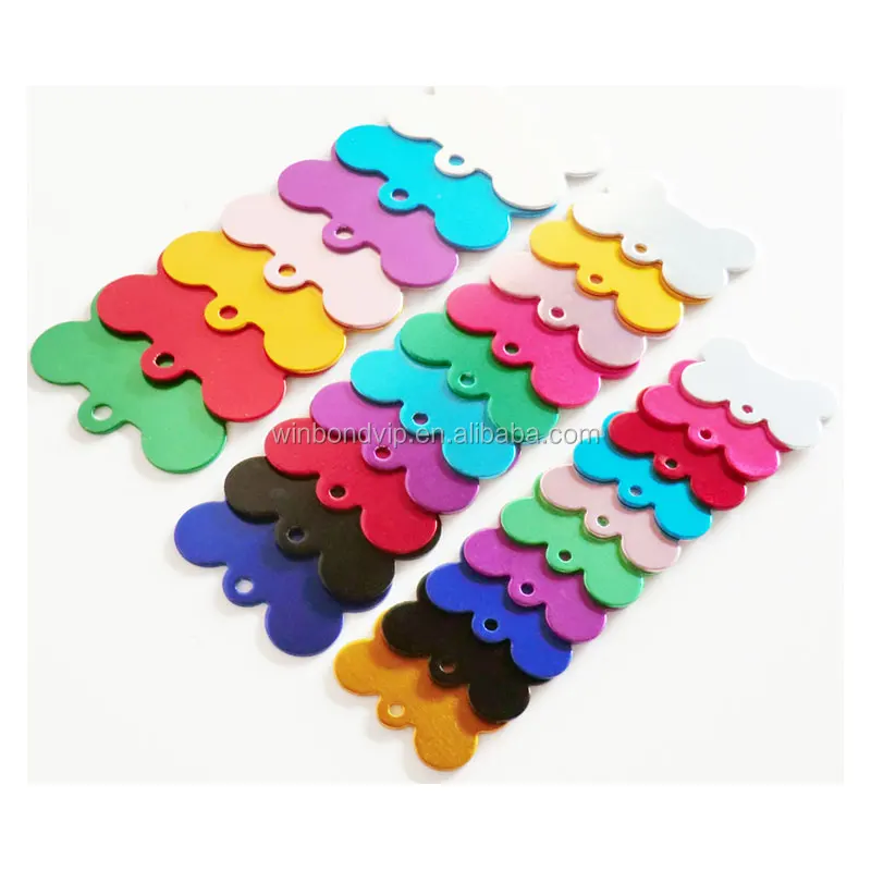 wholesale double sided aluminum metal ID tag cat dog name tag