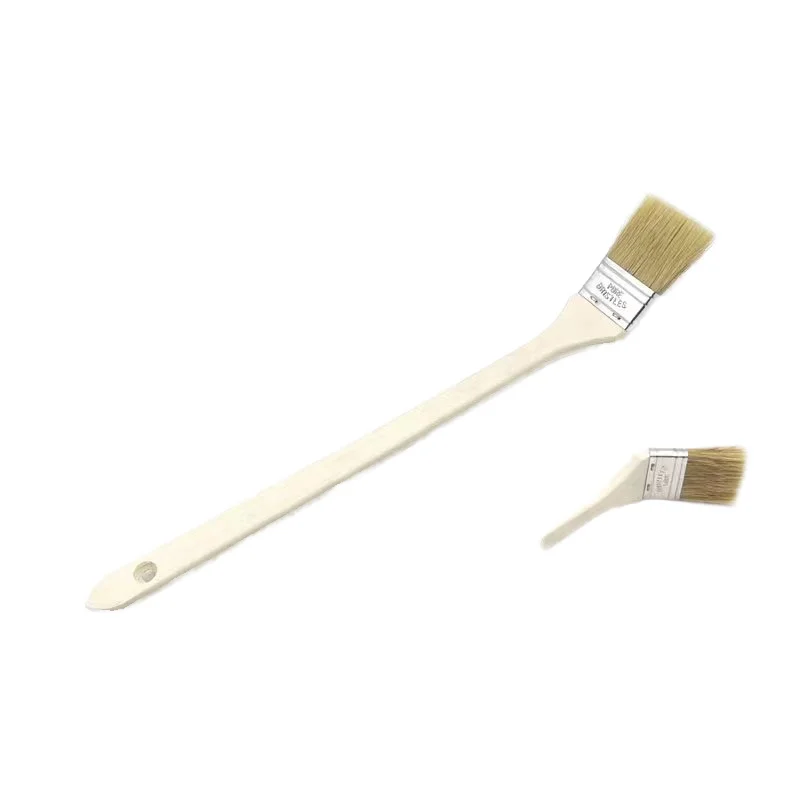 Industrial Grade 2inch Paint Brush Wooden Handle Natural Bristle Angle Bend Curve Long Wall Professionals DIY Customizable OEM