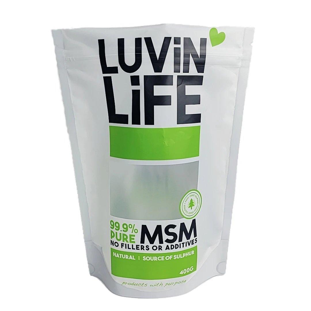 Matte Metallic Foil Moisture-proof  Window Stand up Easy tear zipper Glucosamine/MSM Powders Bag