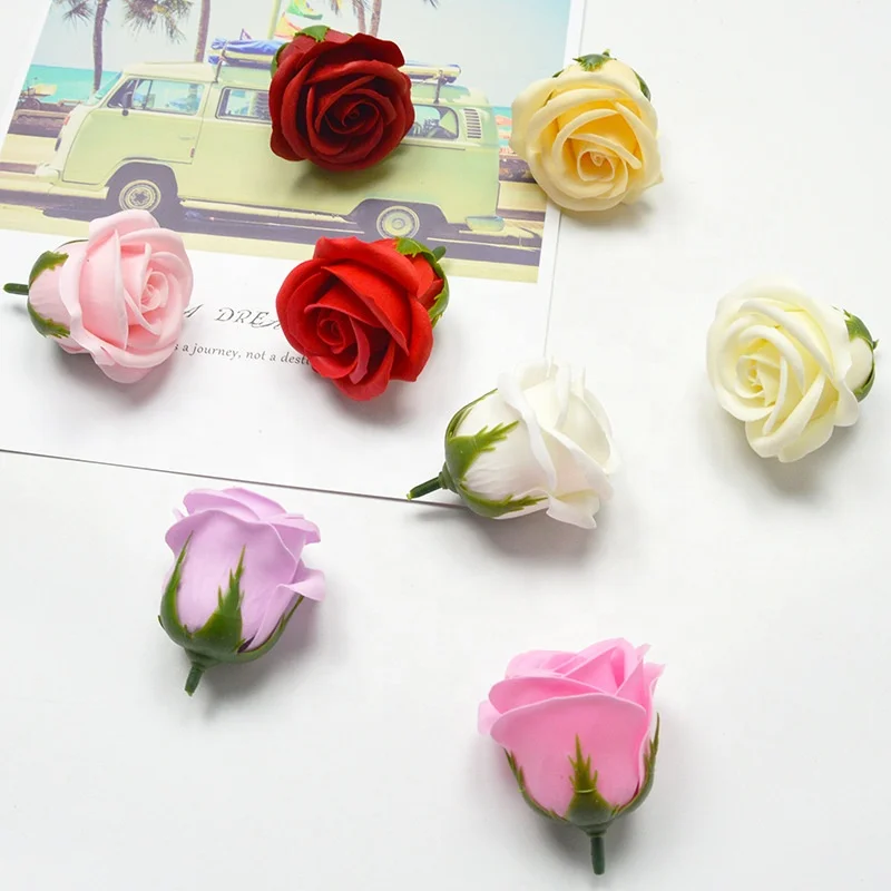 Wholesale 2.5 3.5 Cm Mini Artificial White Red Pink Grey Blue Green Black Small Foam Rose Flower Heads Bulk Foam Roses