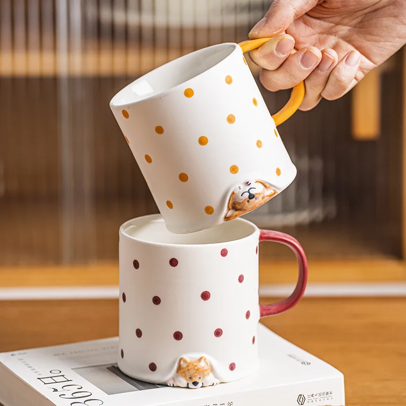 Creative Shiba Inu ceramic coffee mug cute hand painted dog mug