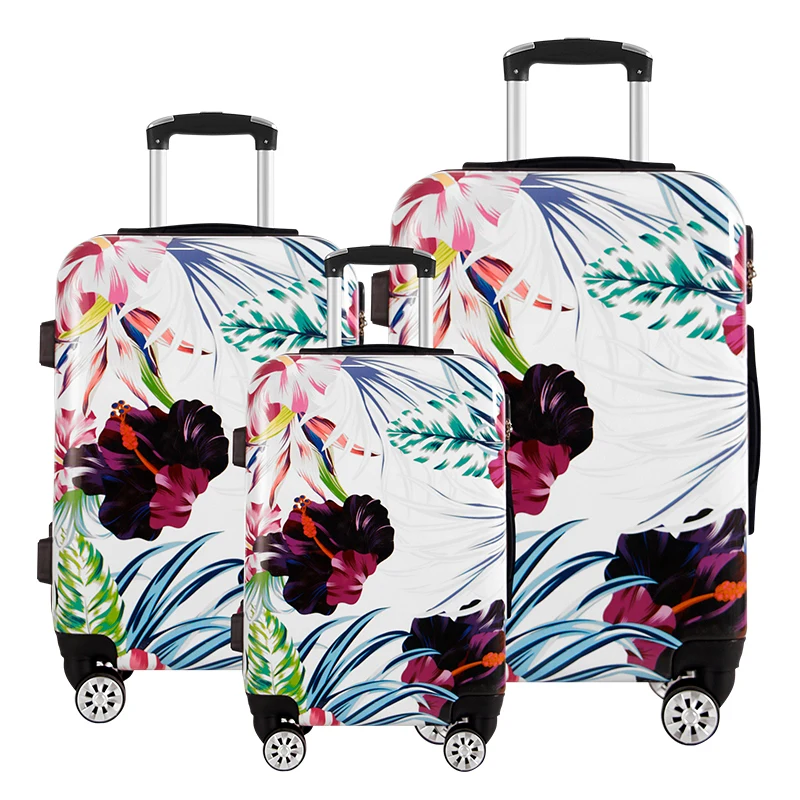 Custom Printed Hard Shell Luggage Abs Pc Trolley Suitcase Hard Shell Luggage Sets