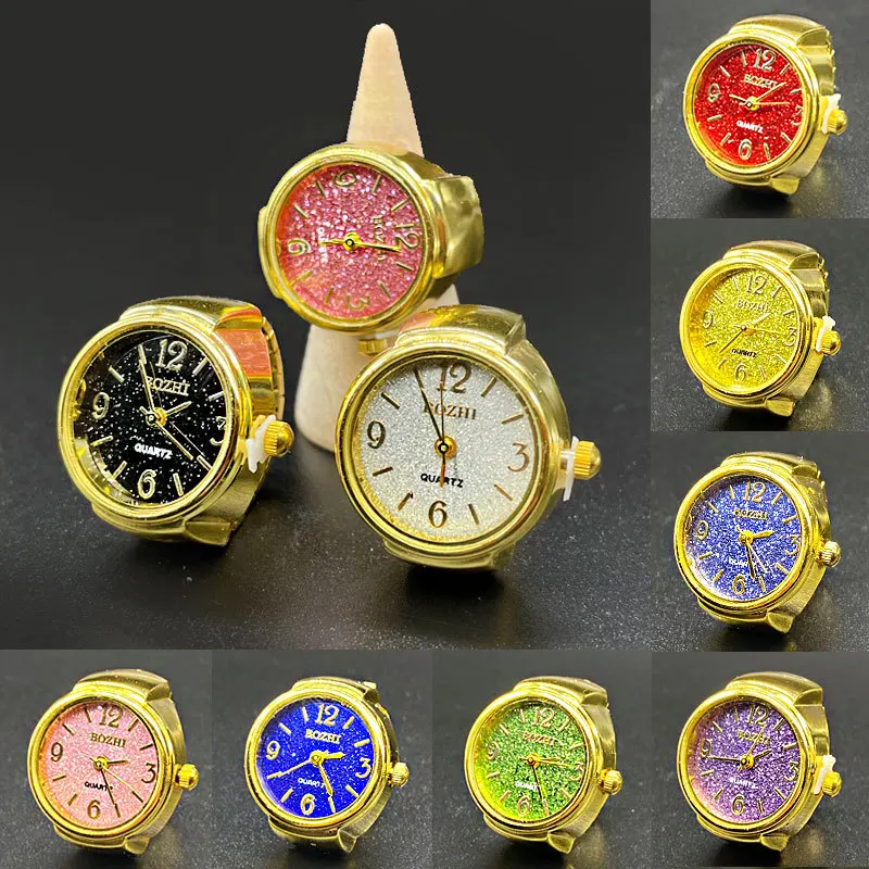 Finger Ring Watch  Round Dial Elastic Quartz Antique Finger Ring With Watch Mini Size Gift for Student
