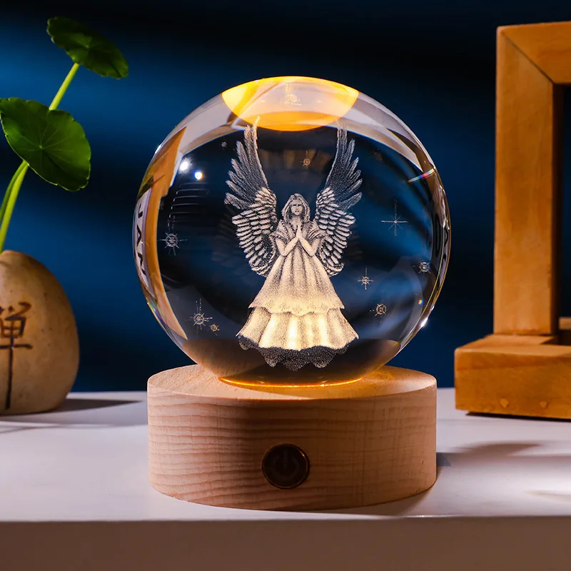 popular cloud rain astronaut earth Moon Saturn universe mini 3D Crystal present Ball crystal crafts  Night Lamp light
