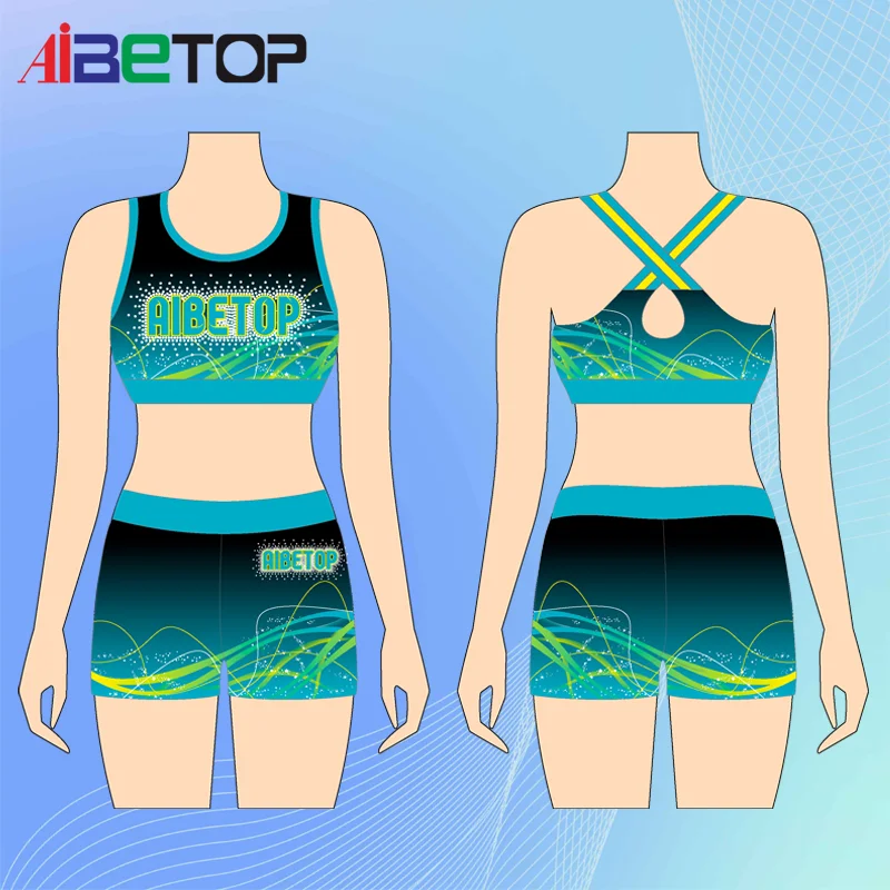 Wholesale Custom Made Nice High Quality Two Piece Set Custom Comfortable Compression Cheer Crop Top and Shorts Sets 2024
