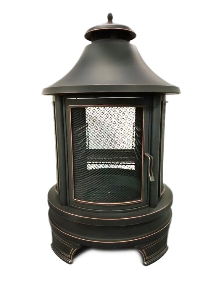 Hot sale garden charcoal wood burning outdoor/indoor barbecue bbq grills metal round chiminea cooking fire pit