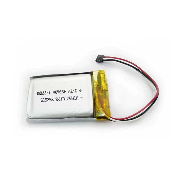 3.7v Lithium Polymer Battery Pack 480mah Li Ion Battery with PCB 752535 for GPS,MP4,PM3, Hat