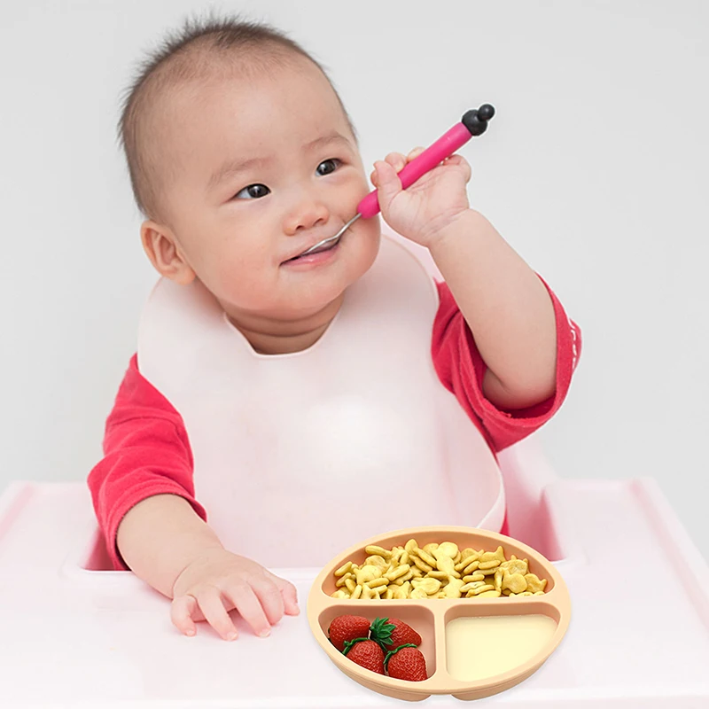 Non-Toxic Food Grade Silicone 100% Silicone Toddler Trays Dividers Suction Cups Baby Trays Non-Slip Design