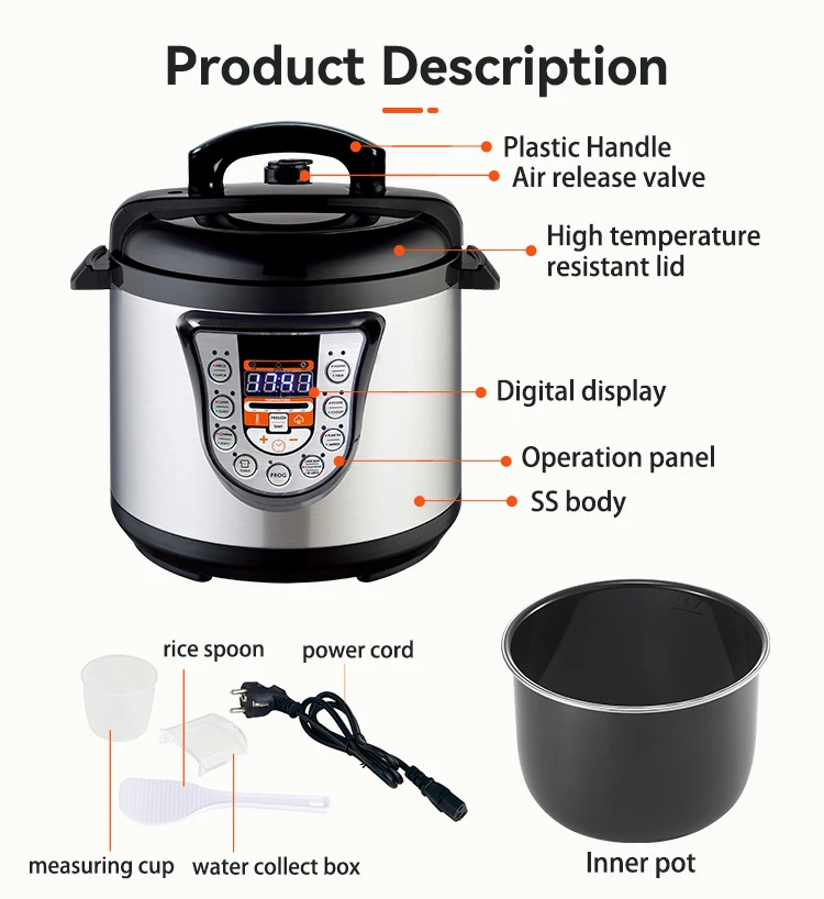 factory new arrival 5 L 6 L 8 L 10 L spare parts electric multi cooker electric pressure cooker with aluminum pot