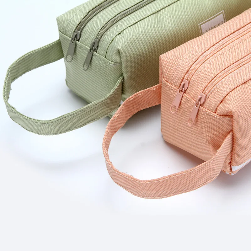 Custom double-layer large capacity cute elementary school pencil bag multi-functional creative pencil case canvas pen bag