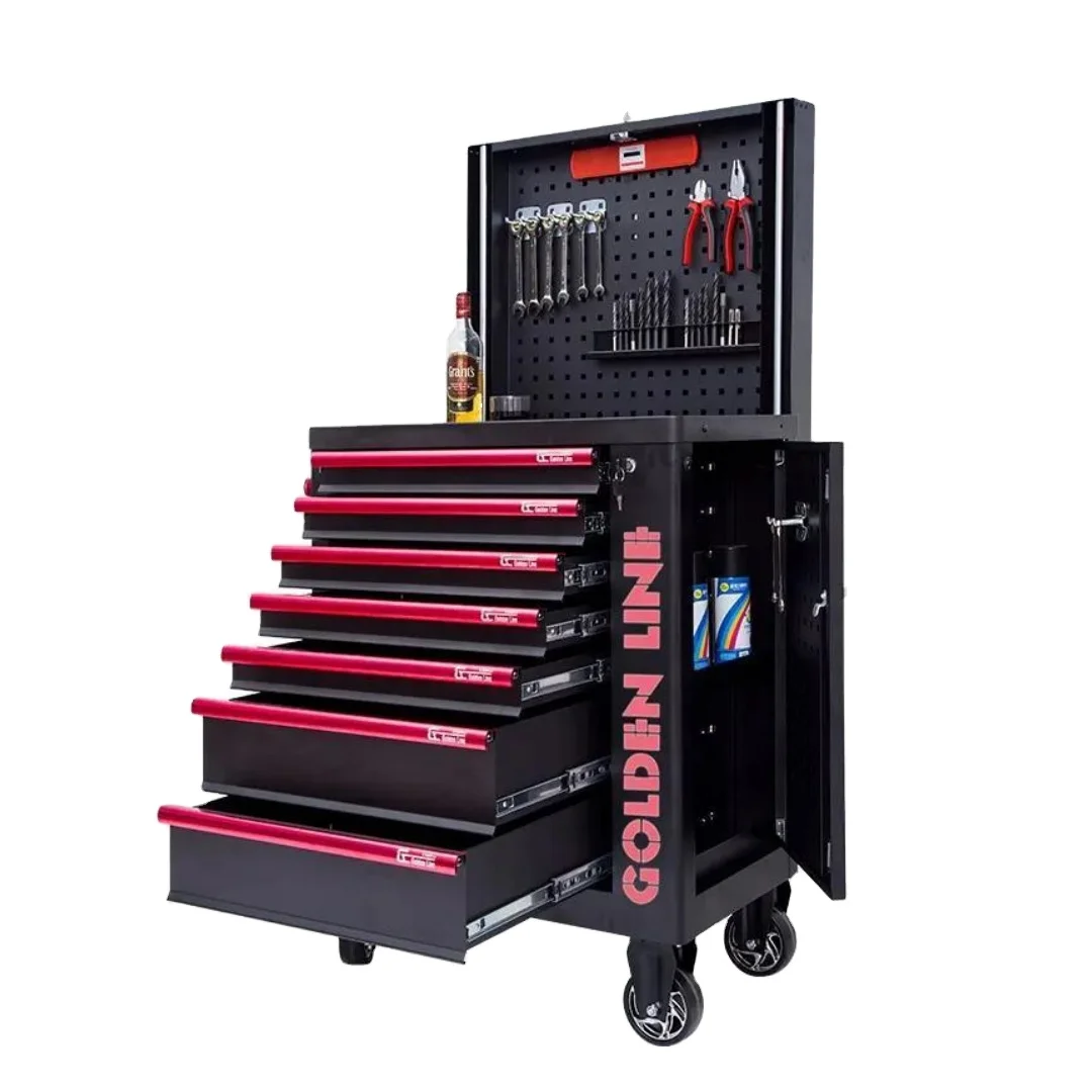 7-Drawer Metal Mobile Tool Cabinet Rolling Workshop Box with OEM Support Steel and Iron Material