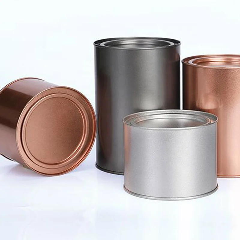 Tinplate Airtight Tin Jar Round Tea Can with Penny Lever Lids Snack Container