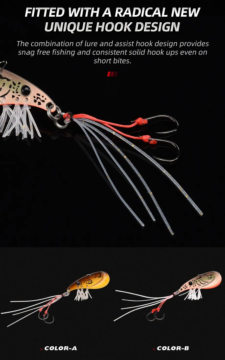 Crazy Shrimp 7g 14g Metal VIB Sinking Blade Spoon Fishing Lure Bass Artificial Bait With Jig Assist Hook Rubber Skirt