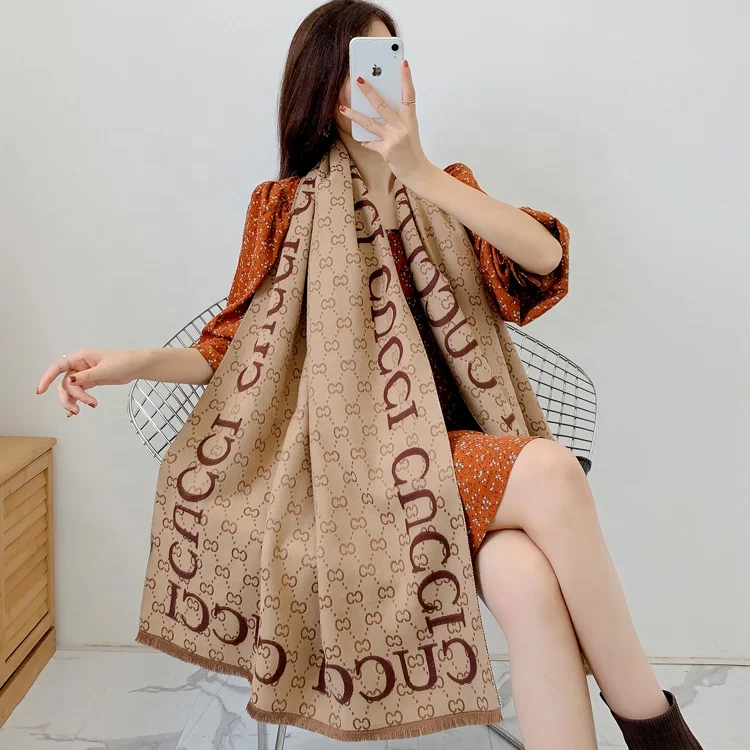 2022 New Trend Pashmina Shawl Stylish Women Autumn Winter Luxury Double Sided Warm Cashmere Blanket Scarf