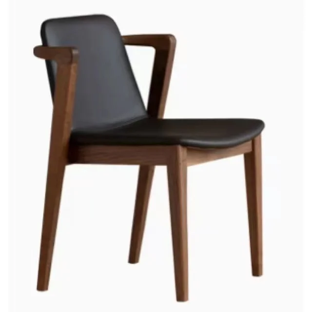 Silla Wholesale Luxury Leather Dining Chair Upholstery Arm Chair Dinning room with wood Legs chairs for hotel
