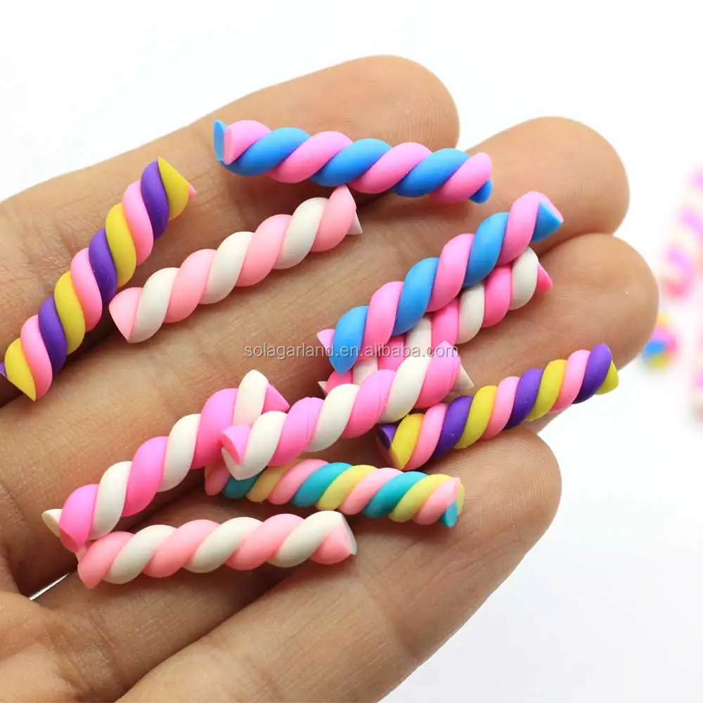 
Kawaii Polymer Clay Spiral Candy Cane Colors Spiral Lollipop Candy DIY Decoration Scrapbooking DIY 