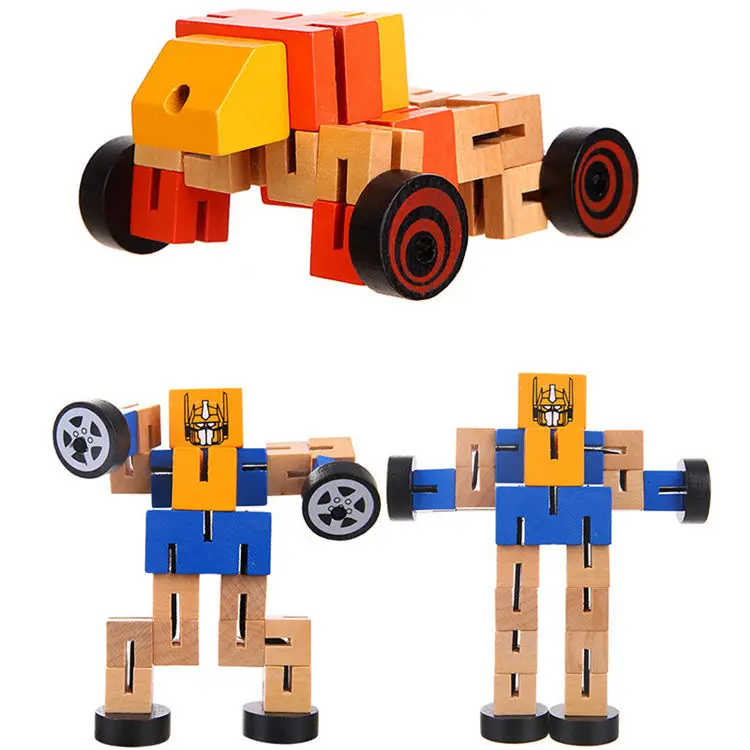 Машинка и робот деревянная игрушка DIY трансформация Игрушка развивающая интересная для детей